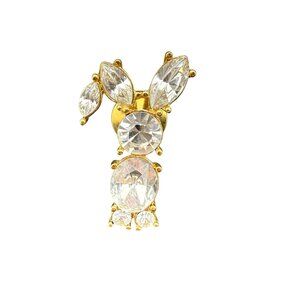 Vintage Rhinestone Rabbit Bunny Lapel Pin Tie‎ Tack Brooch Easter